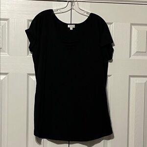 Avenue Black Short Sleeve Women's Tee with V-neckline